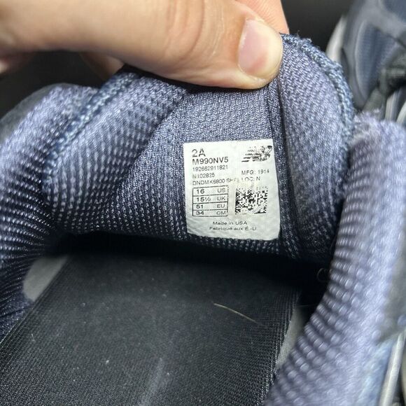 New Balance 990v5 Shoes Mens Size 16 2A Navy Blue Made In USA Sneakers M990NV5 - Picture 12 of 15